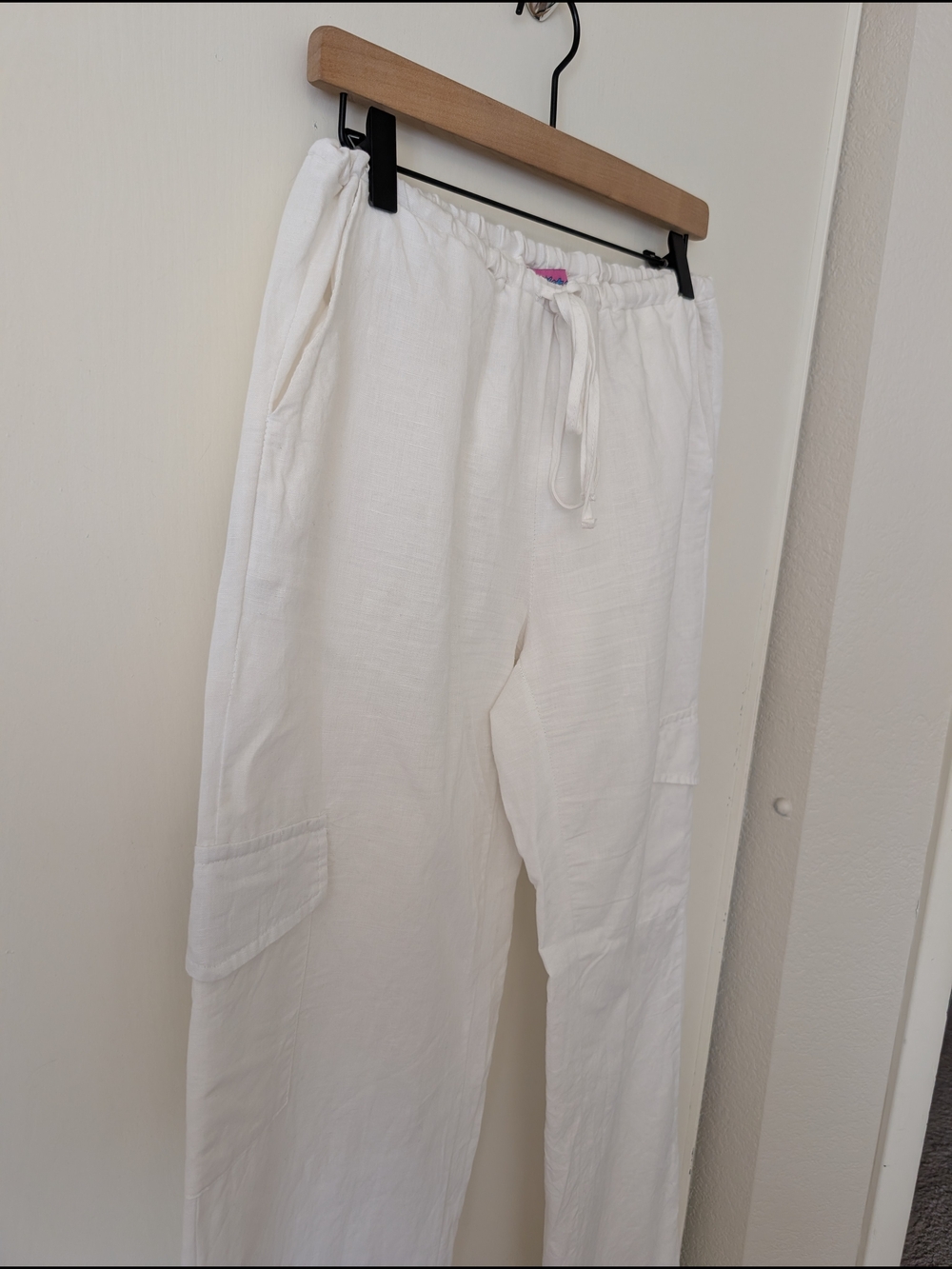 Edikted Womens Medium 100% Cotton Wide Leg Cargo Pants White Minimalist Summer - Picture 4 of 8